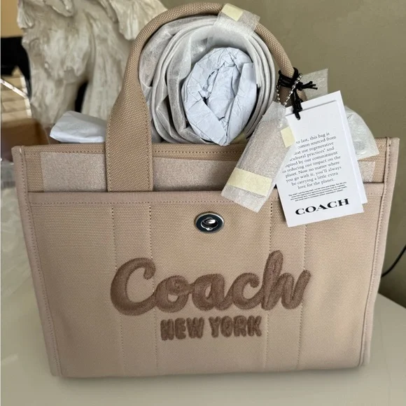 Coach Tan Cargo Tote with Embroidered Logo - Picture 6 of 9